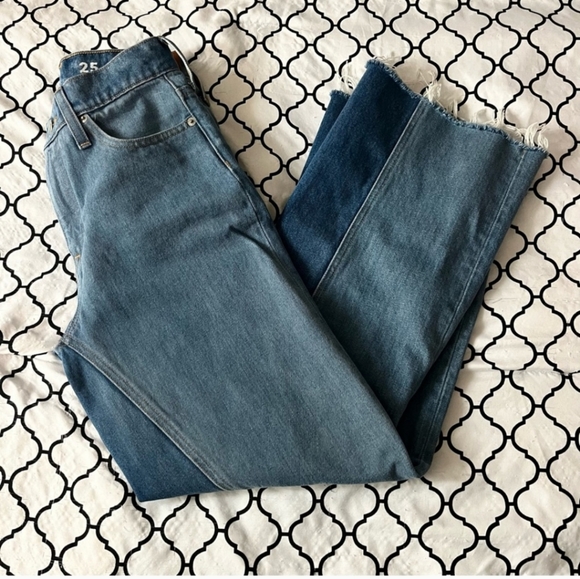 J. Crew Jeans Slim Wide Leg Indigo Patchwork Wash 25 - Picture 3 of 10